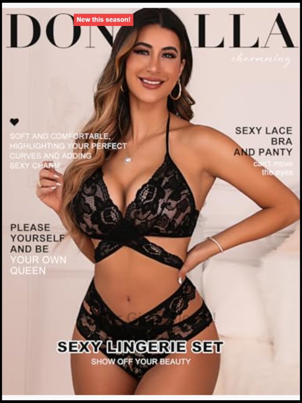 Sexy Lingerie Set Two Piece Lace Bra and Panty Bralette Sleepwear Set - Picture 2 of 7